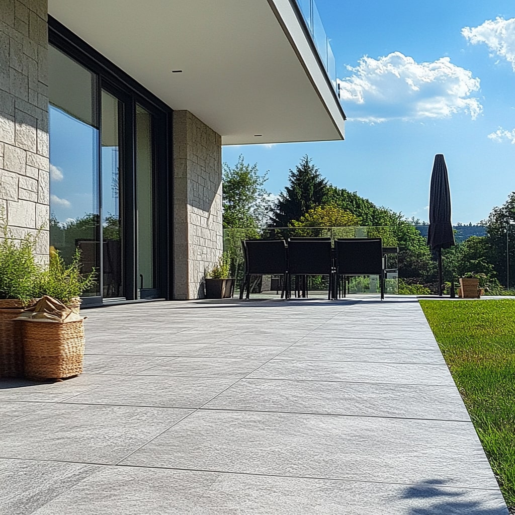 Frostsichere Feinsteinzeug-Balkonfliesen in Grau – elegantes Design und langlebiger Bodenbelag für Balkone-min