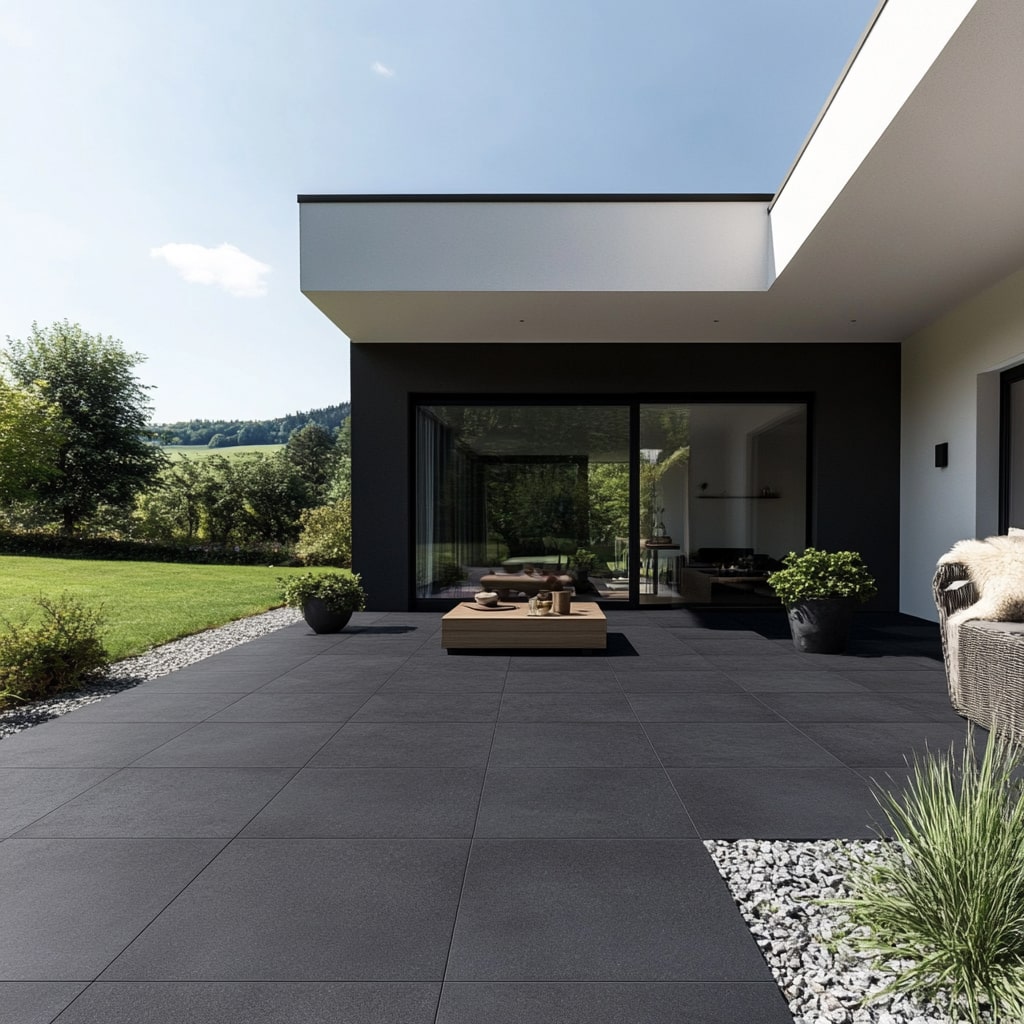 Großformatige Terrassenfliesen in Betonoptik – robuster und pflegeleichter Bodenbelag-min