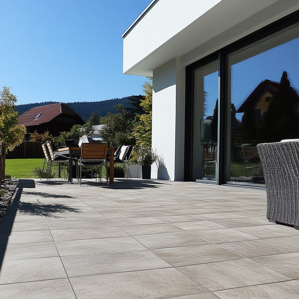 Moderne Terrassenfliesen in Natursteinoptik
